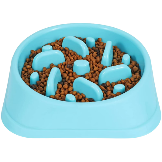 Petsha Slow Feeder Dog Bowl Non Slip Anti Choke Feeding Dish BPA Free,Blue