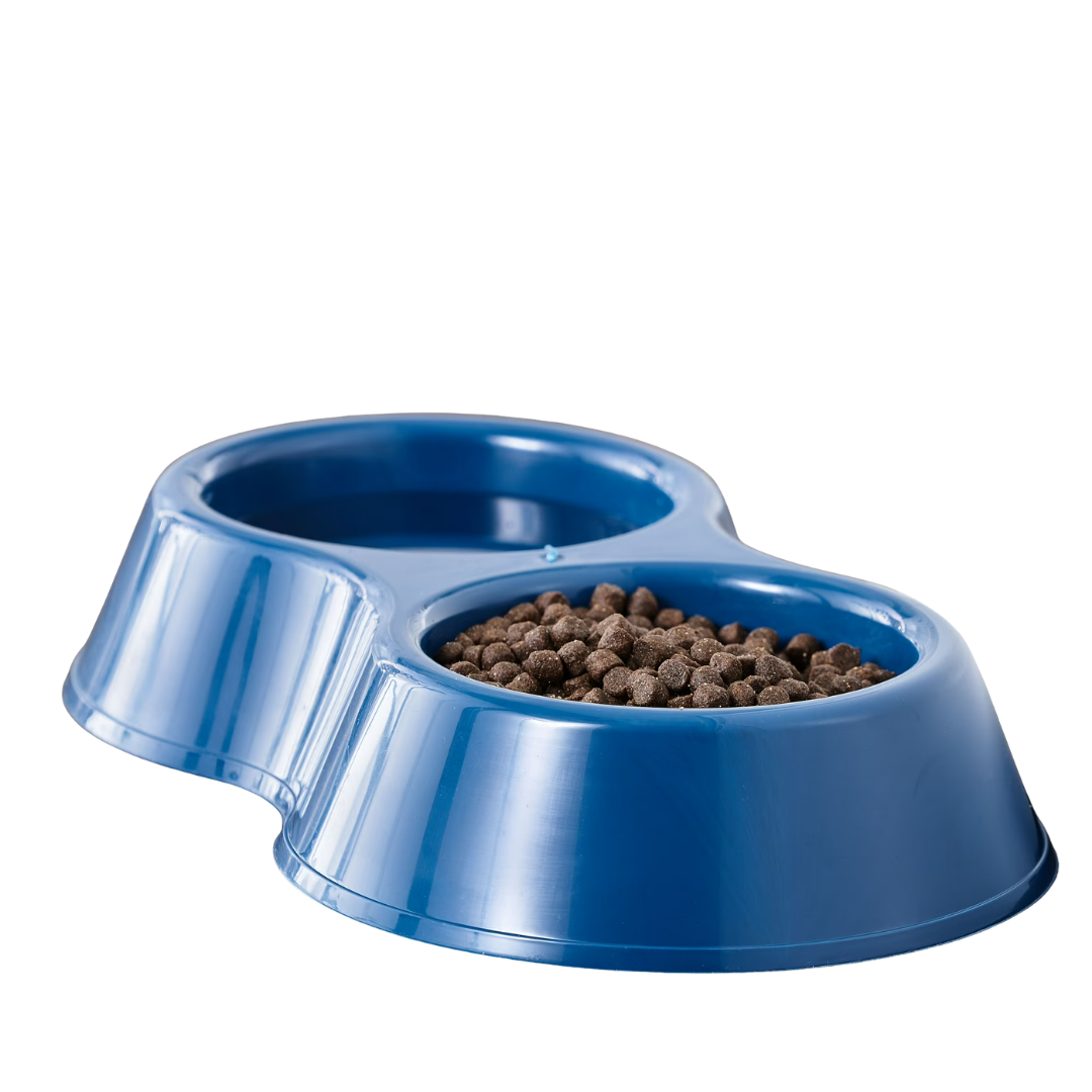 Petsha Double Dog Feed and Water Bowl, Blue, 6.25 Cup Capacity