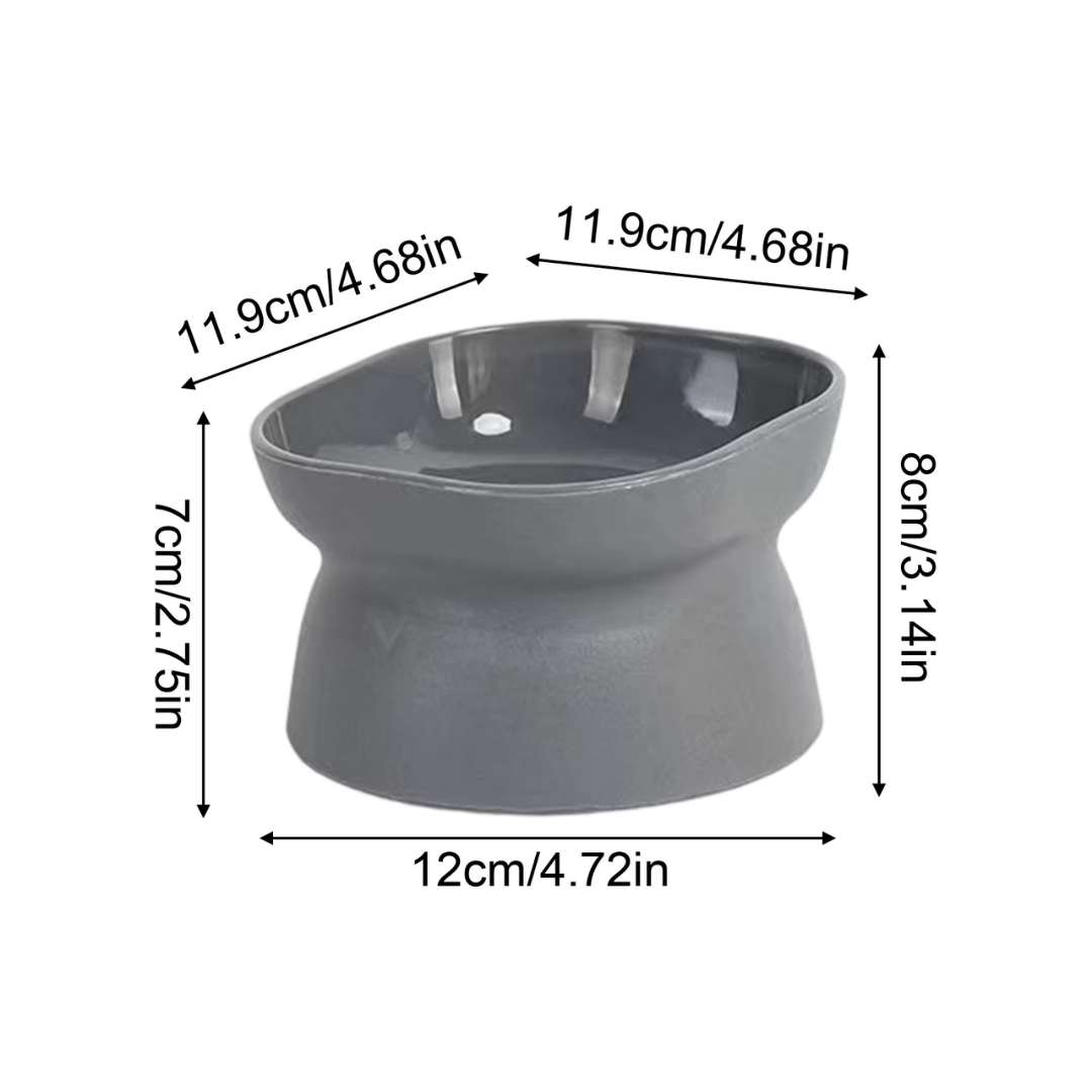 Elevated Tilted Pet Bowls for Cats, Ergonomic Angled Raised Feeder Set, Double-Sided Design, Non-Slip Food and Water Bowls for Easy Eating