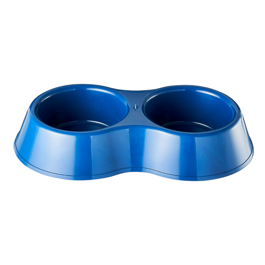 Petsha Double Dog Feed and Water Bowl, Blue, 6.25 Cup Capacity