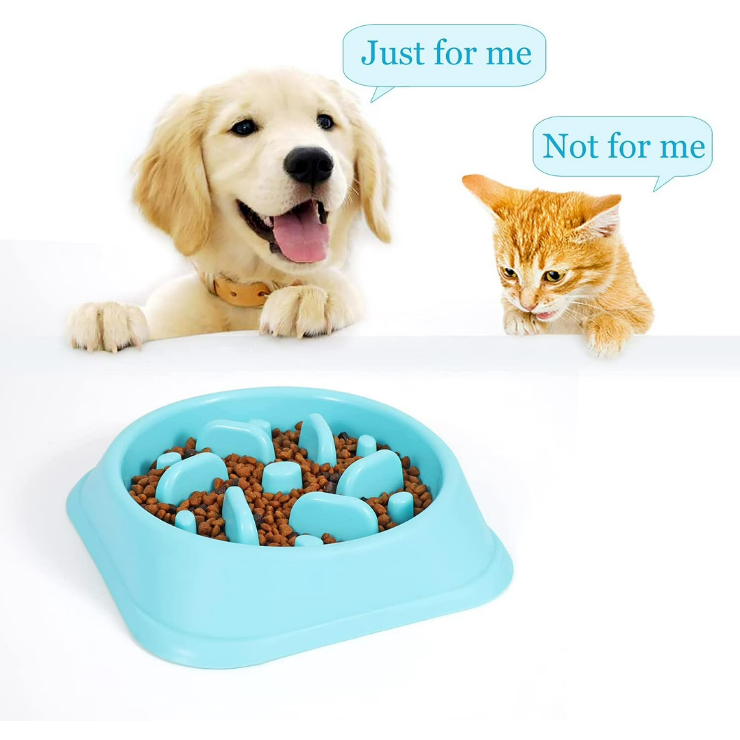 Petsha Slow Feeder Dog Bowl Non Slip Anti Choke Feeding Dish BPA Free,Blue